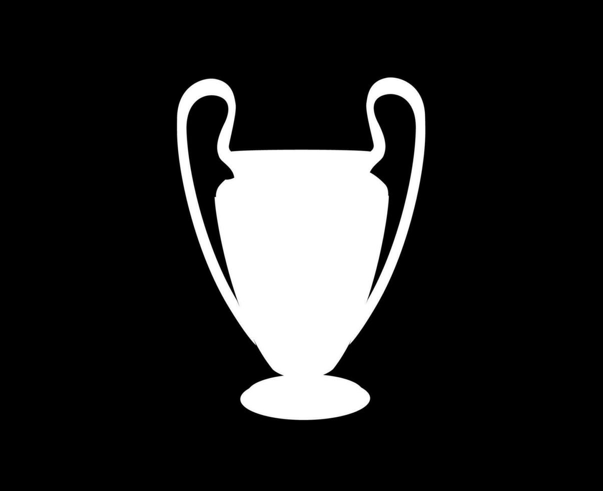 Champions League Trophy Logo White Symbol Abstract Design Vector Illustration With Black Background