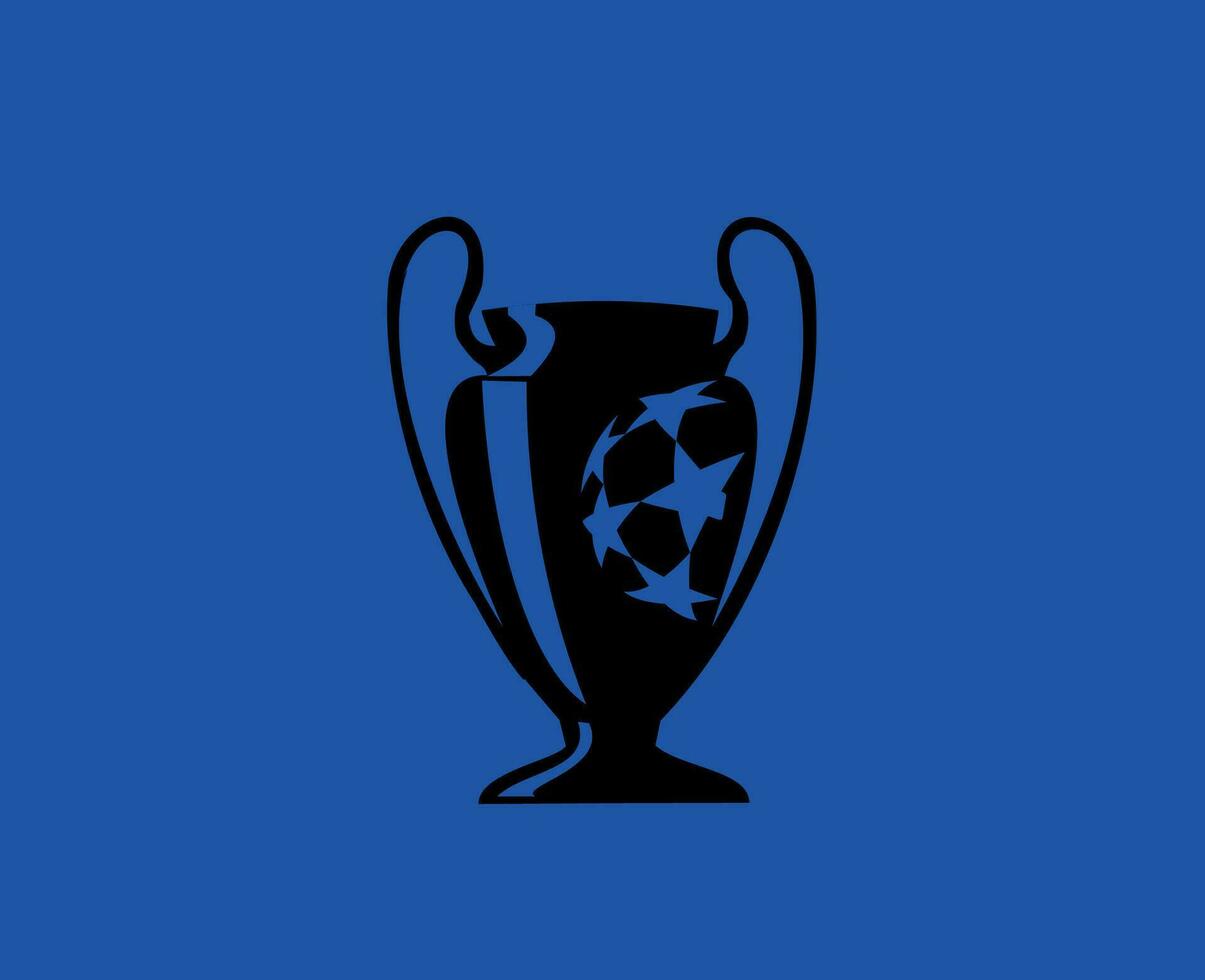 Champions League Europe Trophy Black Logo Symbol Abstract Design Vector Illustration With Blue Background