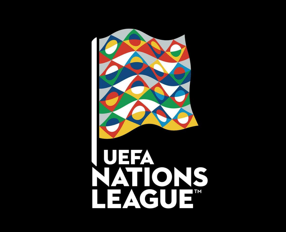 Uefa Nations League Logo With Name Symbol Abstract Design Vector Illustration With Black Background