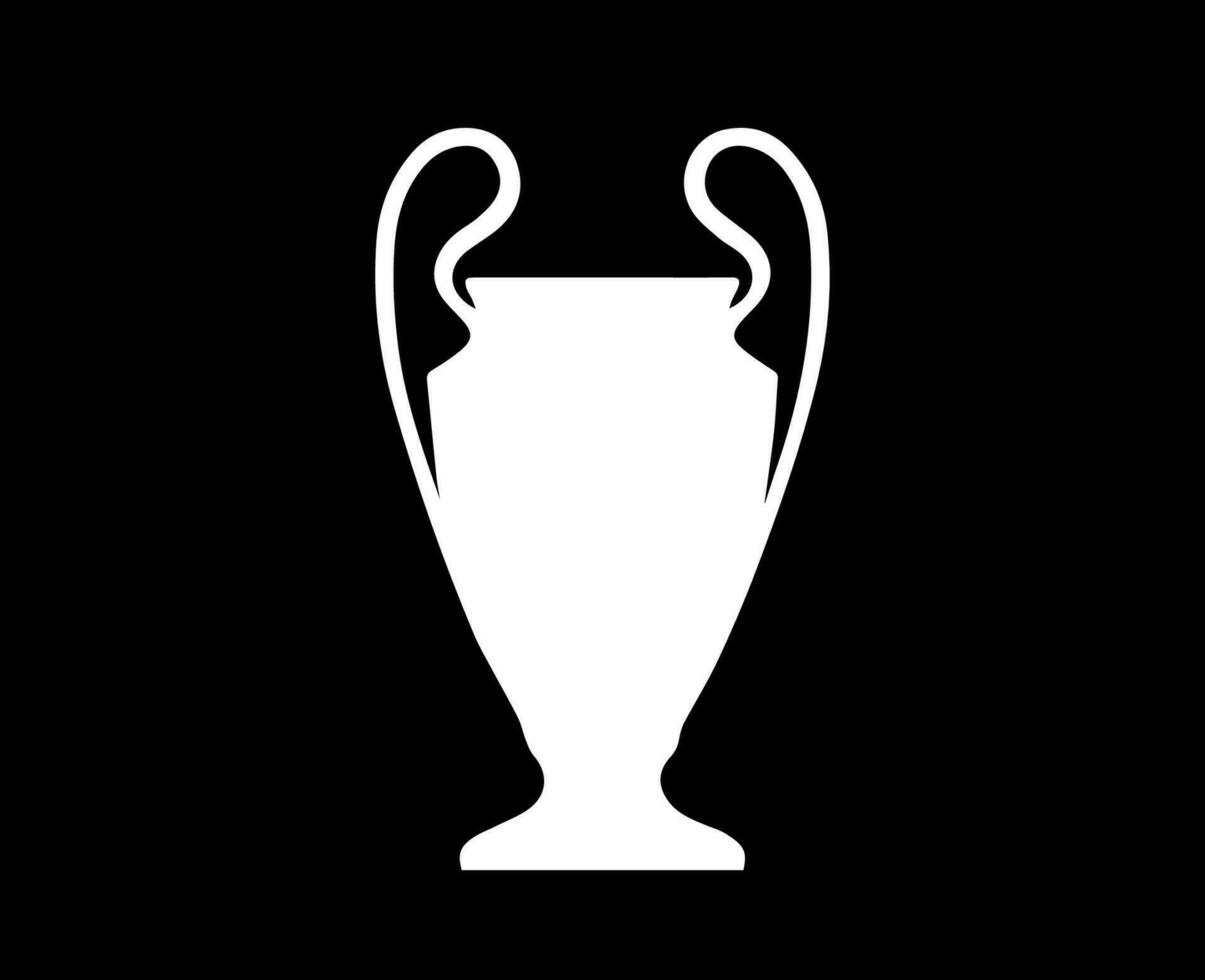 Champions League Trophy Symbol White Logo Abstract Design Vector Illustration With Black Background