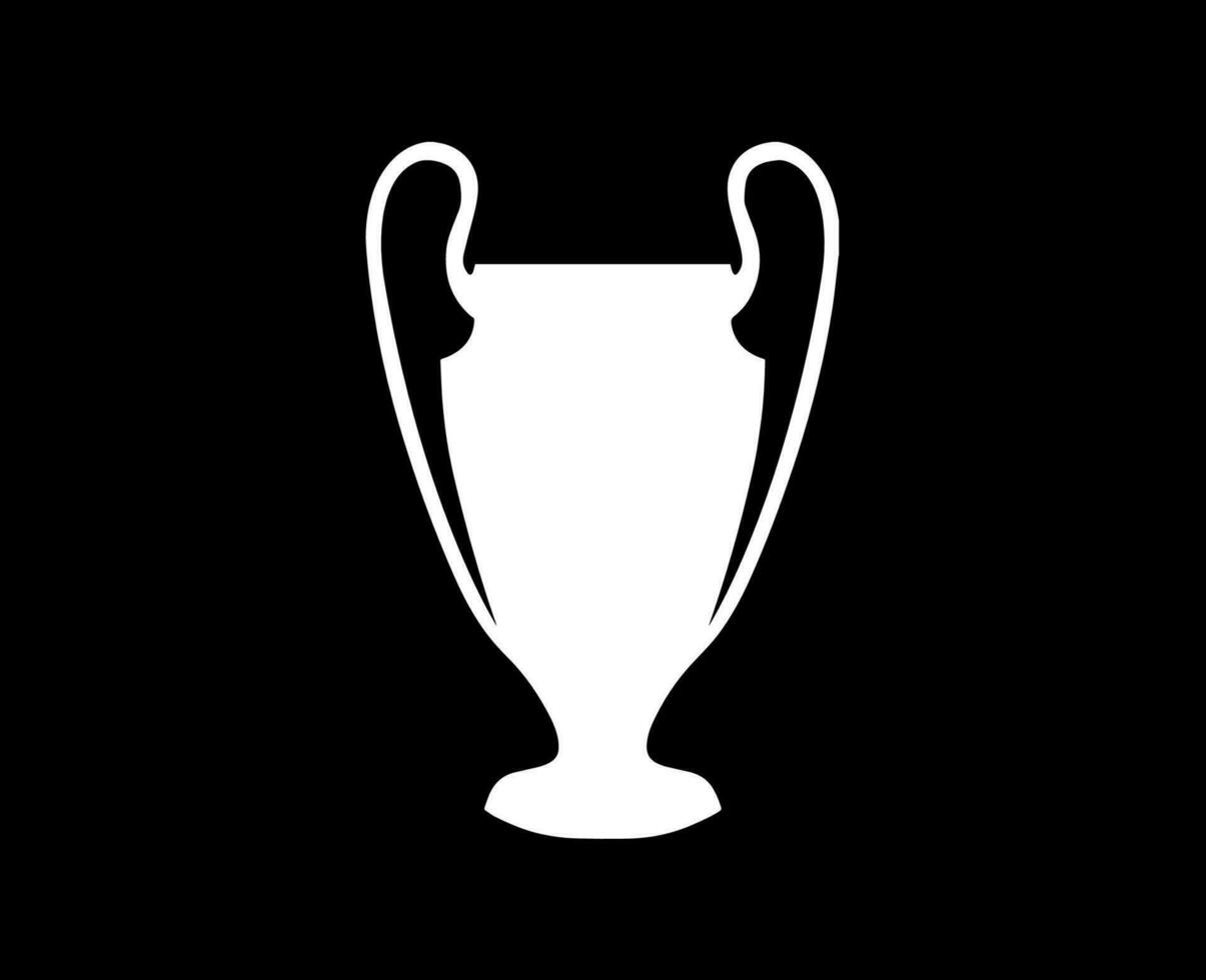 Champions League Trophy White Logo Symbol Abstract Design Vector Illustration With Black Background