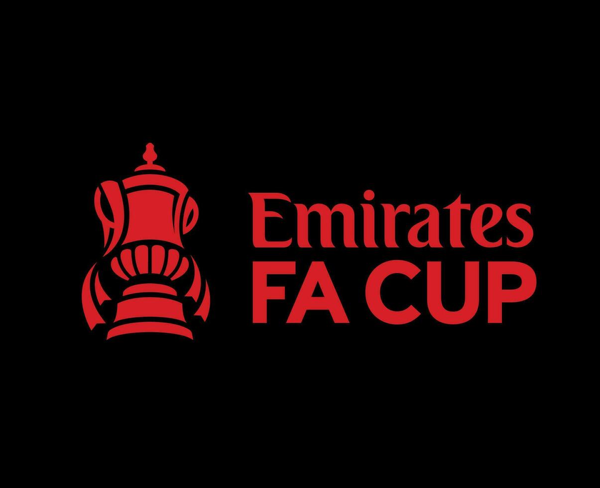 Emirates Fa Cup Logo With Name Red Symbol Abstract Design Vector Illustration With Black Background