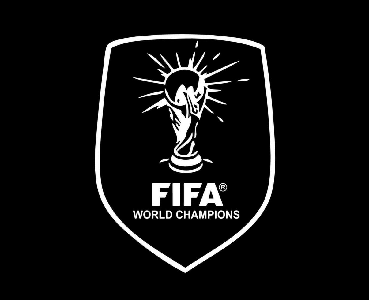 Fifa World Champion Badge White Logo Symbol Abstract Design Vector Illustration With Black Background