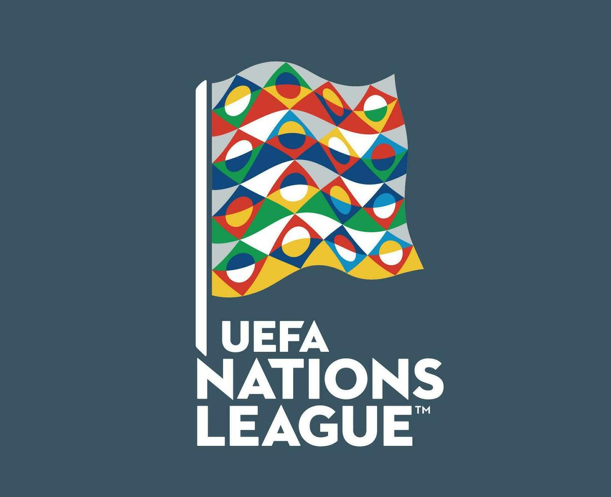 Uefa Nations League Logo With Name Symbol Abstract Design Vector Illustration With Gray Background