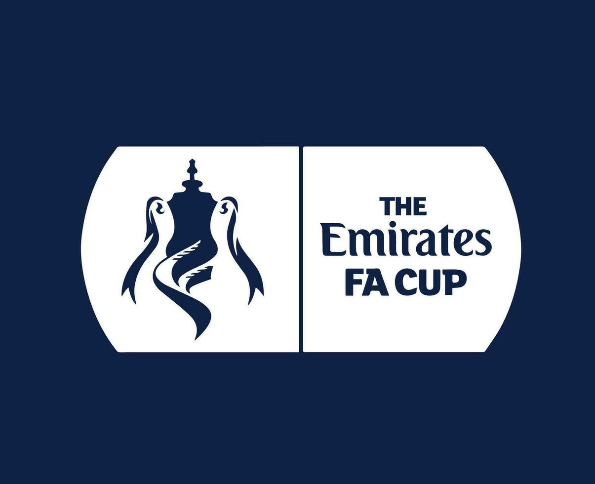 The Emirates Fa Cup Logo White Symbol Abstract Design Vector Illustration With Blue Background