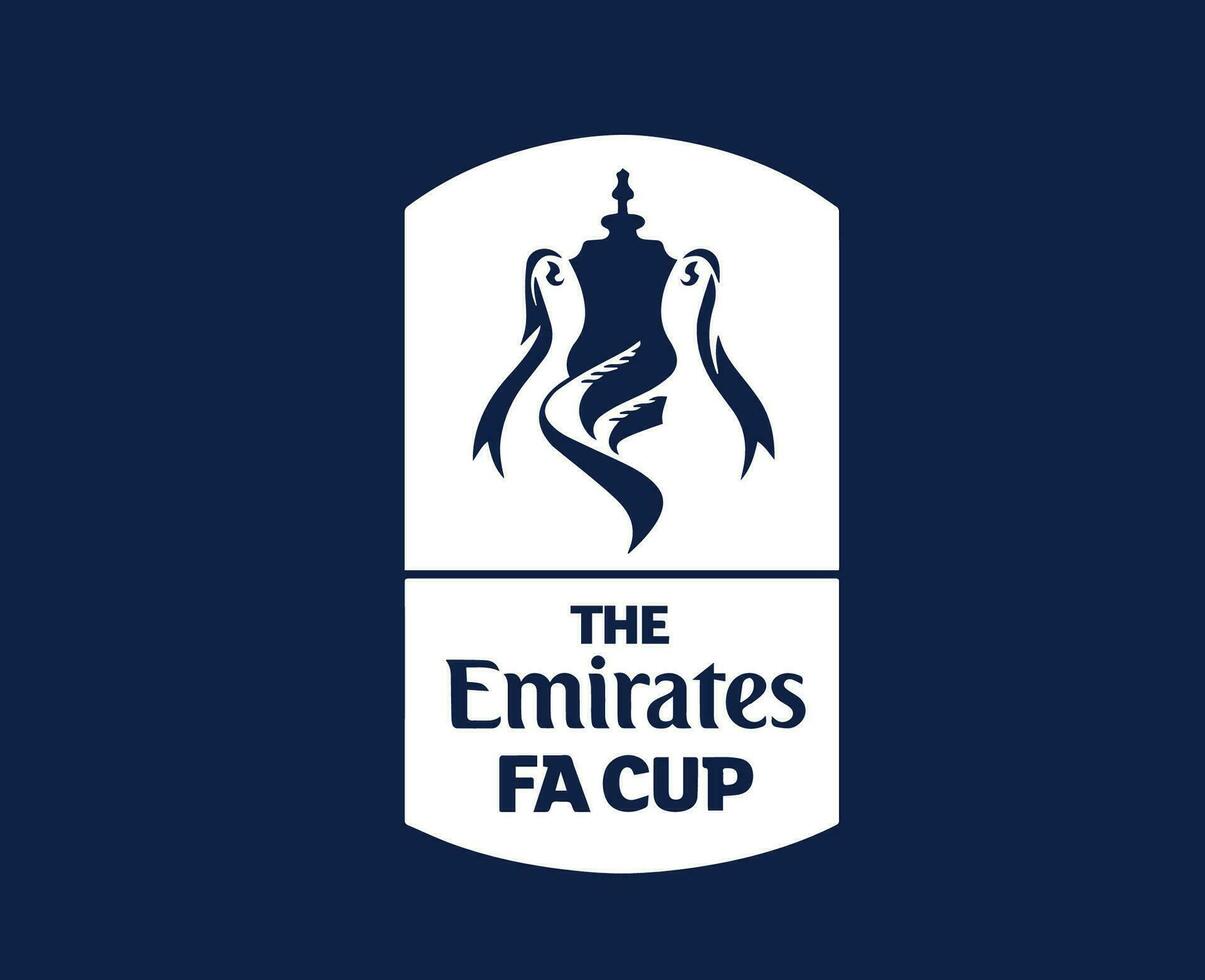 The Emirates Fa Cup Symbol White Logo Abstract Design Vector Illustration With Blue Background