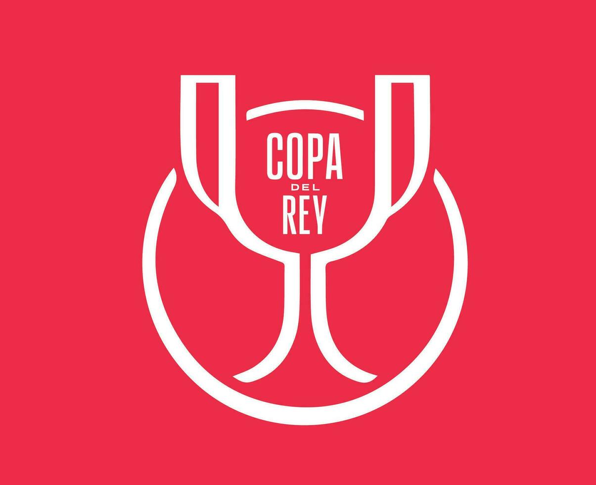 Copa Del Rey Logo With Name White Symbol Abstract Design Vector Illustration With Red Background