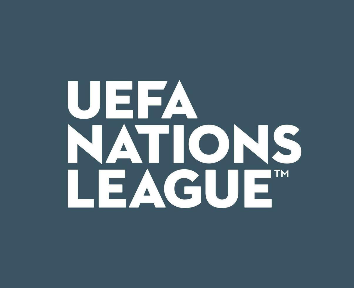 Uefa Nations League Logo Name White Symbol Abstract Design Vector Illustration With Gray Background