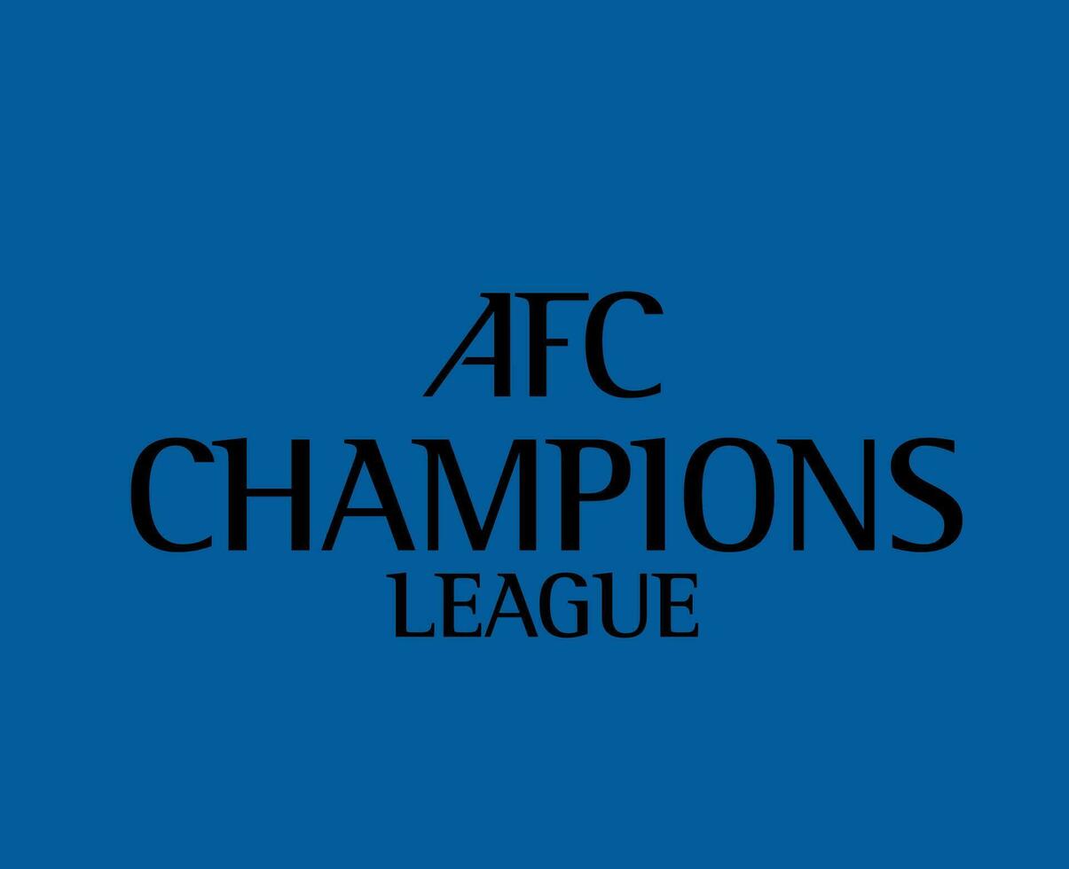 afc campeones liga logo nombre negro símbolo fútbol americano asiático resumen diseño vector ilustración con azul antecedentes