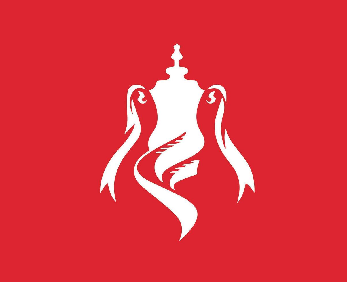 The Emirates Fa Cup Trophy Logo White Symbol Abstract Design Vector Illustration With Red Background