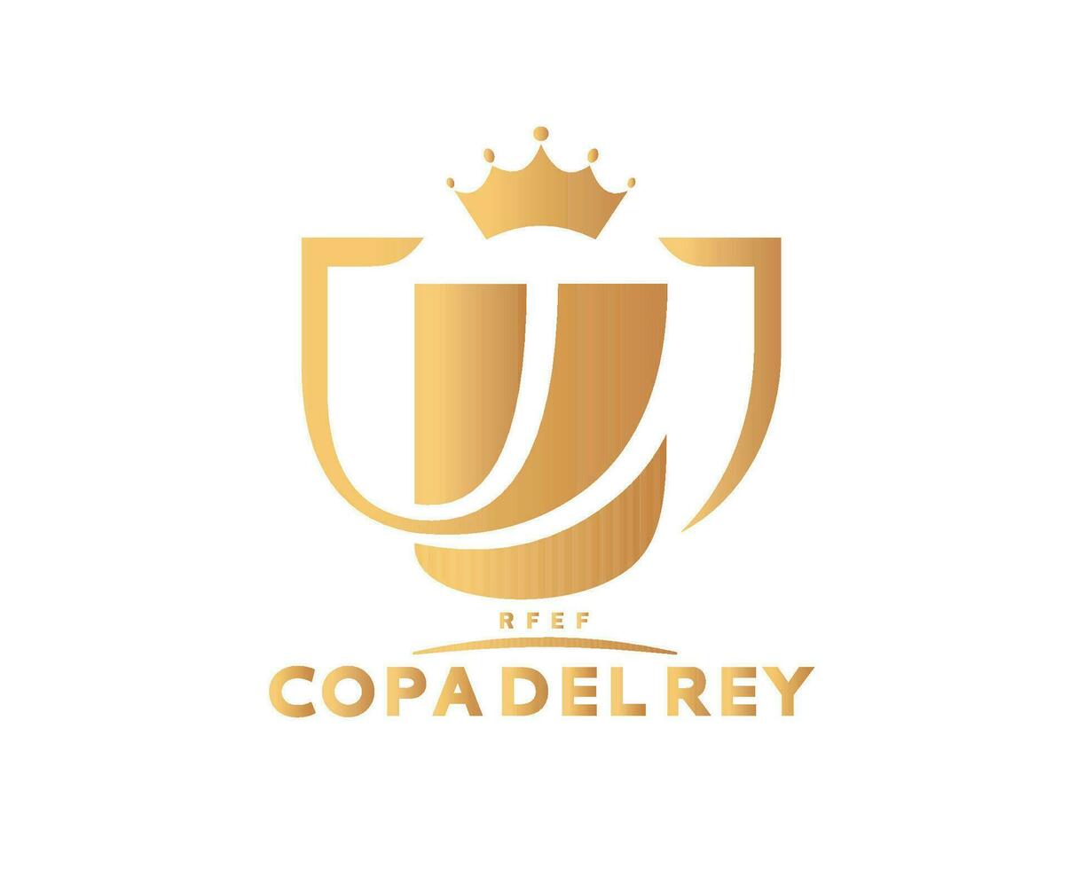 Copa Del Rey Spain Logo With Name Gold Symbol Abstract Design Vector Illustration