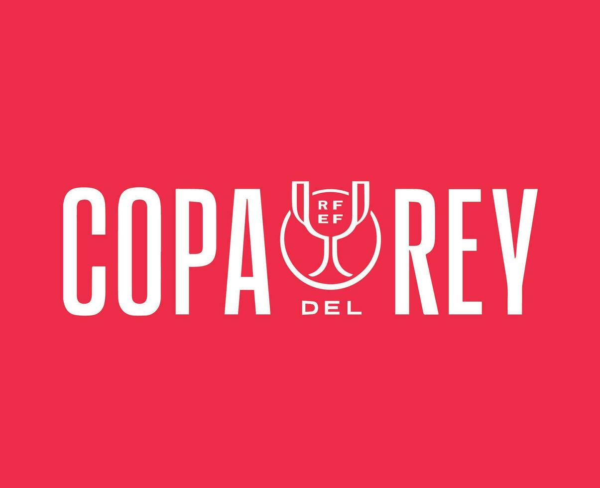 Copa Del Rey Symbol White Logo Abstract Design Vector Illustration With Red Background