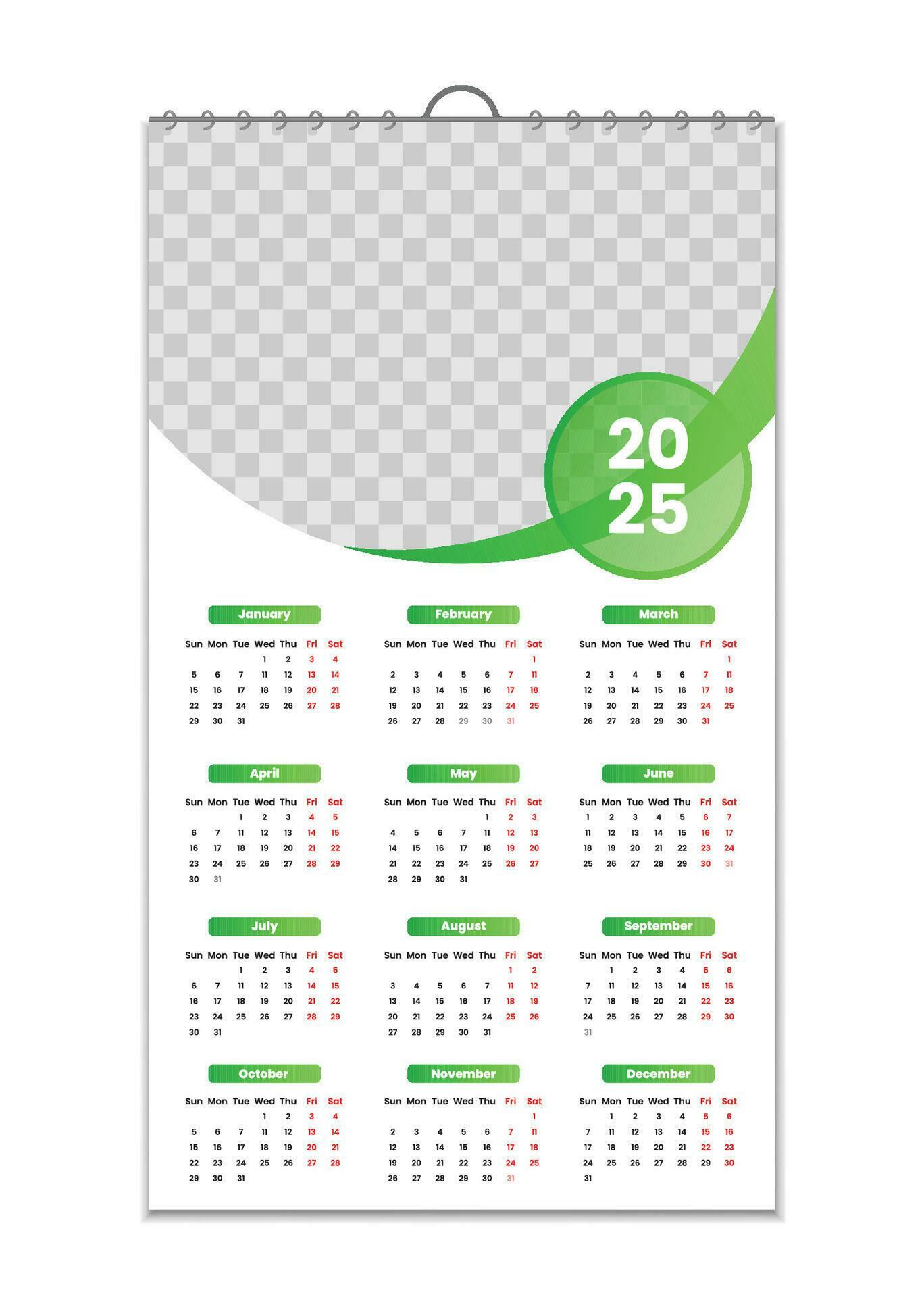 Wall Calendar 2025, Wall calendar design template for 2025, minimalist