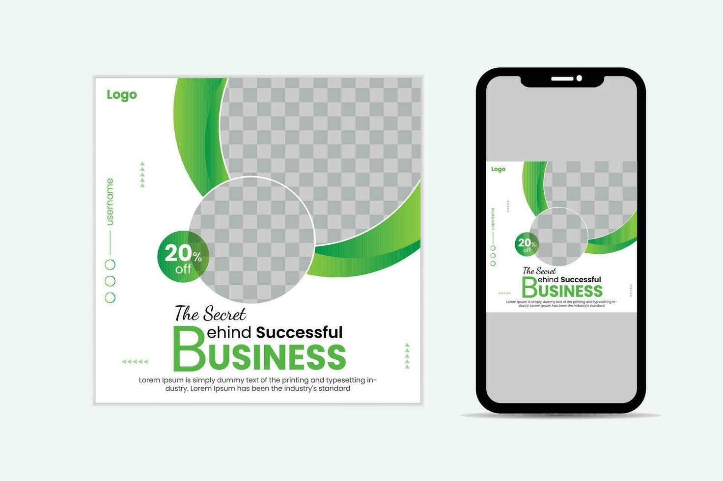 Business marketing agency promotion social media post template. Editable square banner design with place for the photo. vector