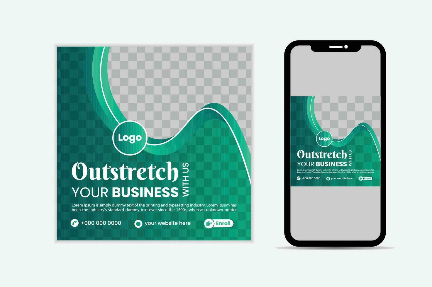 Business marketing agency promotion social media post template. Editable square banner design with place for the photo. vector