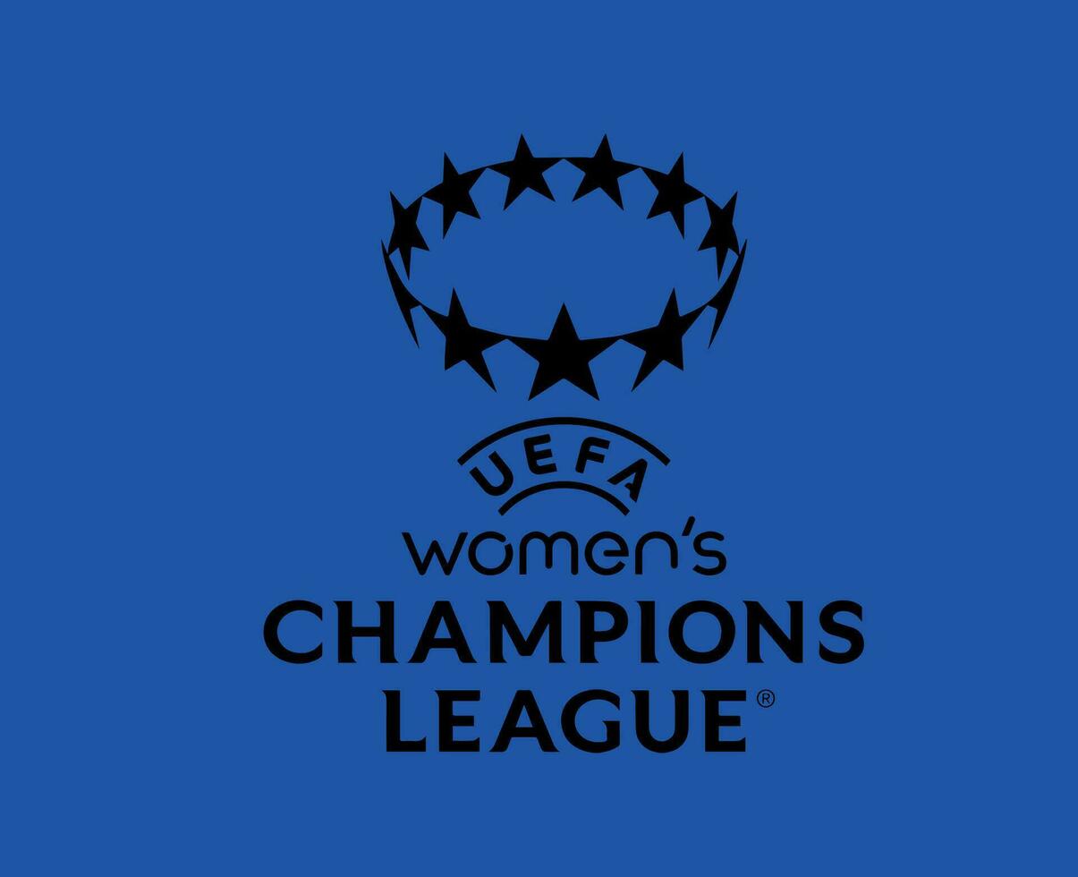 Women Champions League Logo official Black Symbol Abstract Design Vector Illustration With Blue Background