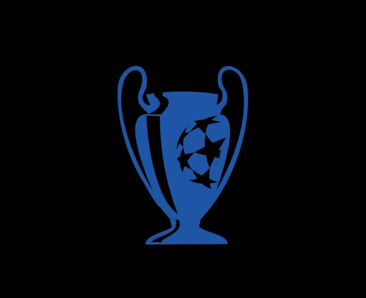 Champions League Europe Trophy Blue Logo Symbol Abstract Design Vector Illustration With Black Background