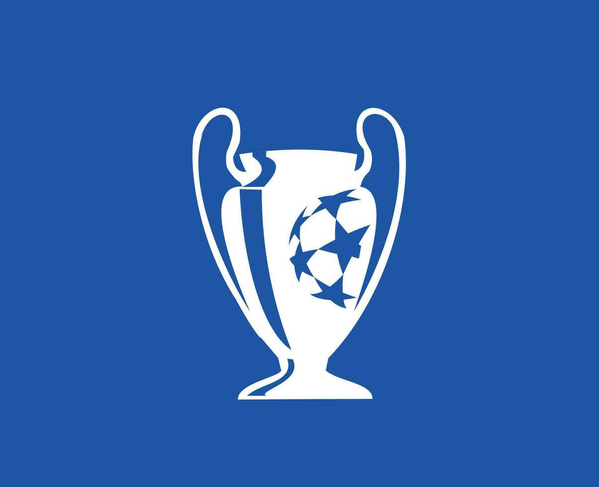 campeones liga Europa trofeo blanco logo símbolo resumen diseño vector ilustración con azul antecedentes