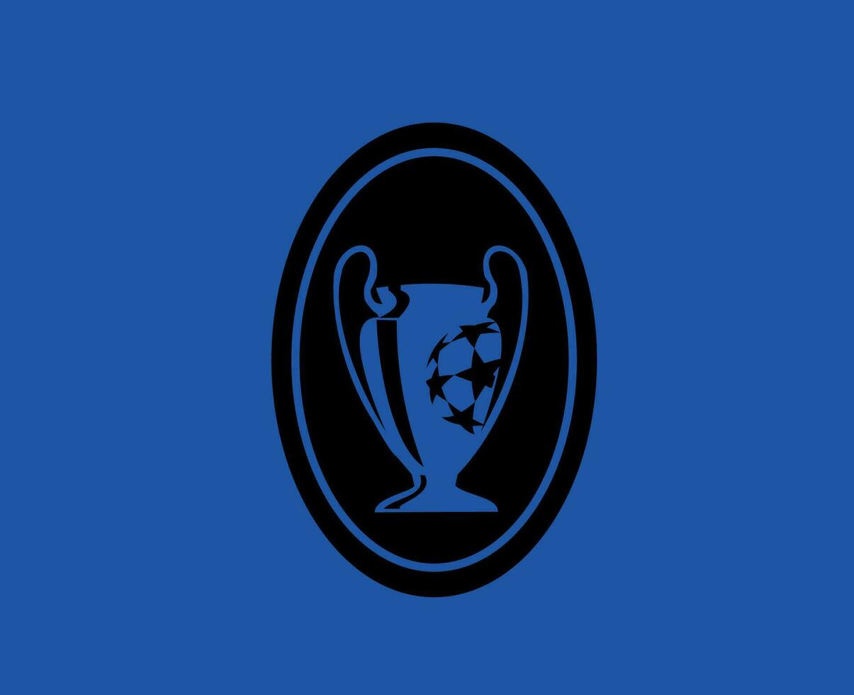 Champions League Europe Trophy Logo Black Symbol Abstract Design Vector Illustration With Blue Background