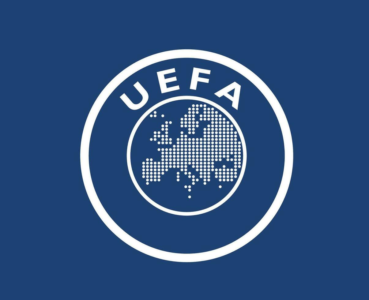 Uefa Europe Logo White Symbol Abstract Design Vector Illustration With Blue Background