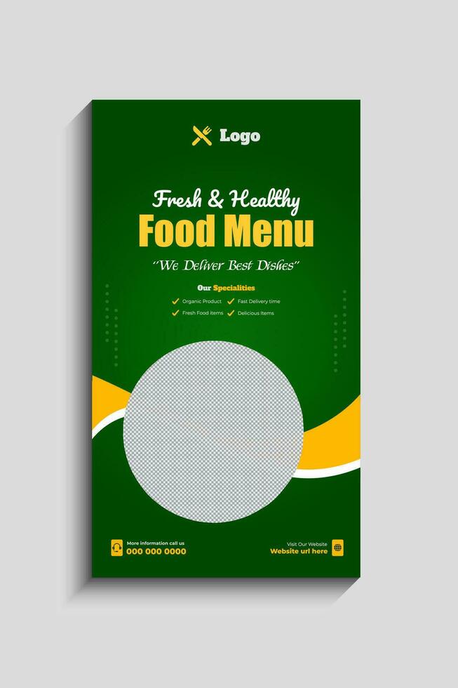 Healthy Food Menu Social Media Story Template vector