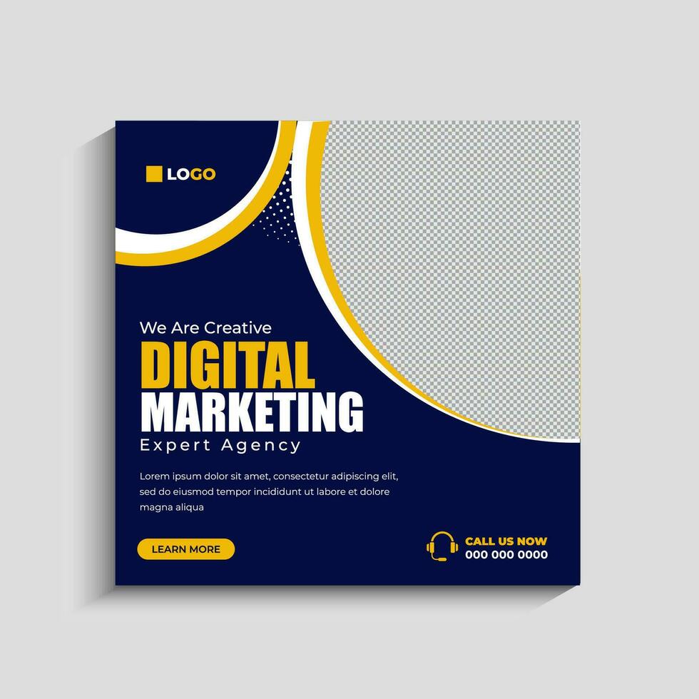 Digital marketing agency social media post and web banner template vector