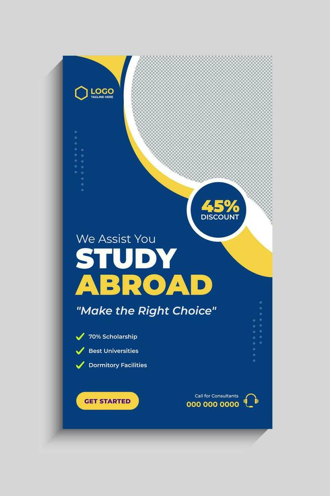Study Abroad Social Media Story Template vector