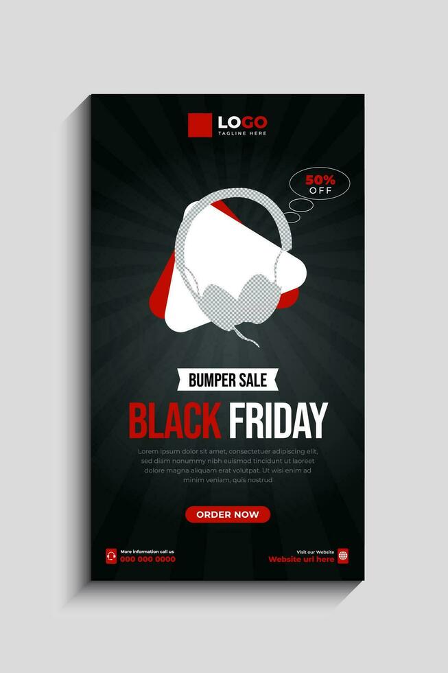 Black Friday Sale Social Media Story Template vector