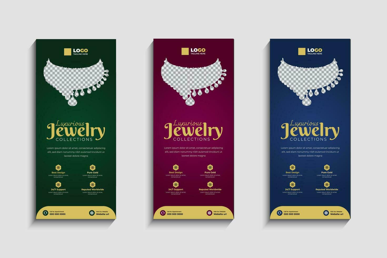 Elegant Jewelry Business rack card or dl flyer templates vector