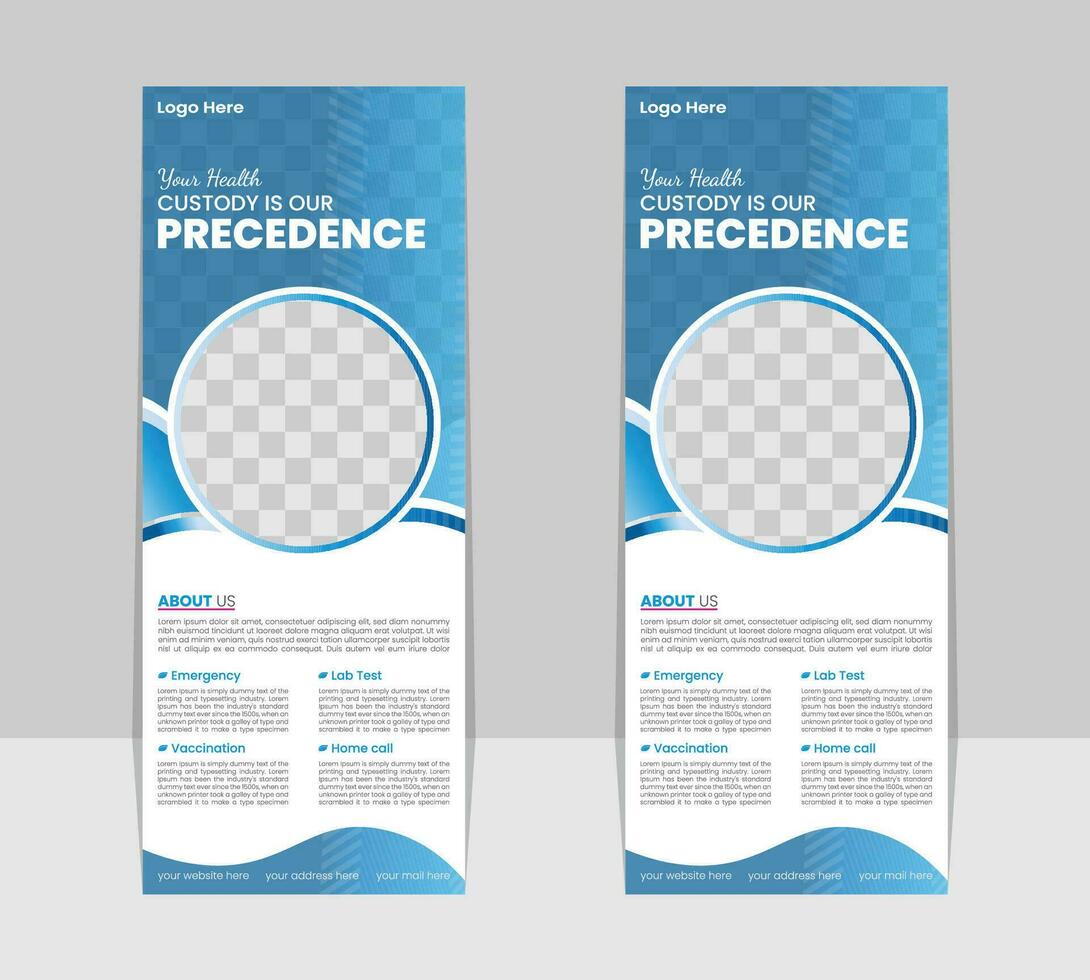 Modern Medical Healthcare X Roll Up Banner Design Template with beautiful shapes and gradient color Pro Vector