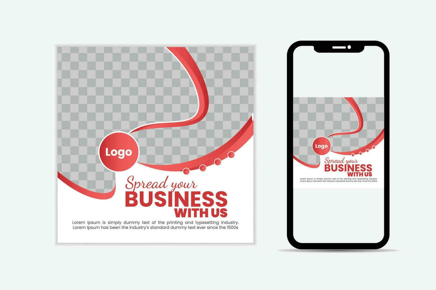 Business marketing agency promotion social media post template. Editable square banner design with place for the photo. vector