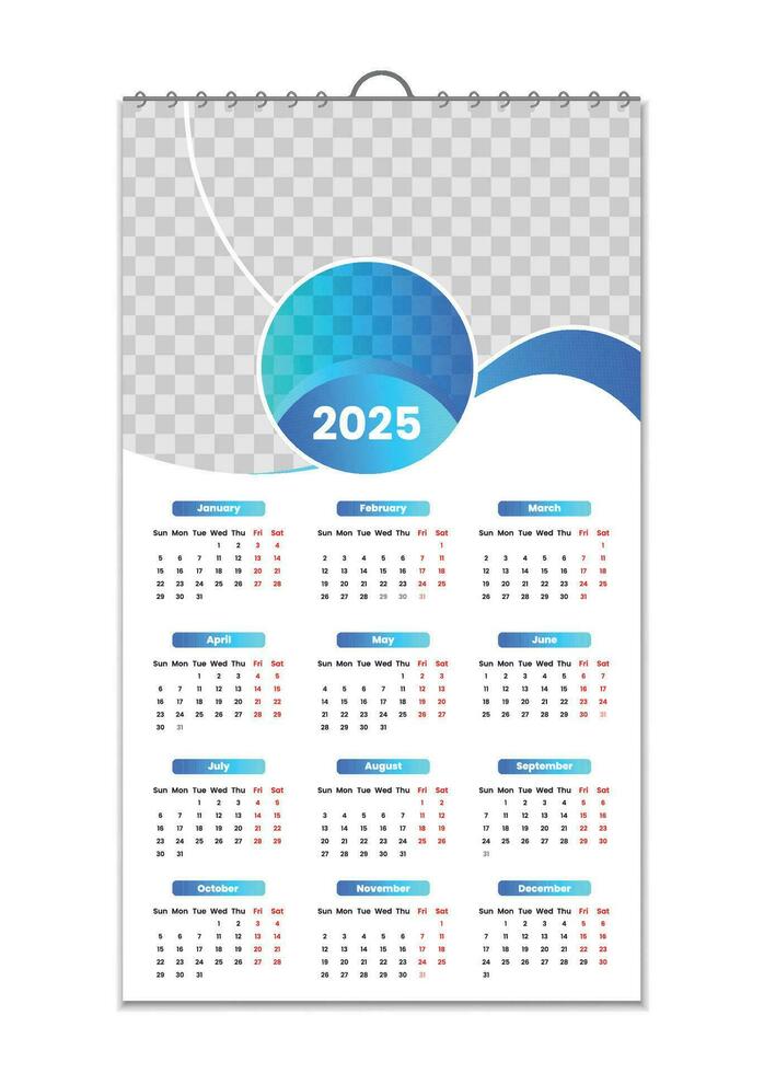 Wall Calendar 2025, Wall calendar design template for 2025, minimalist, clean, and elegant design Calendar for 2025,wall calendar template design vector