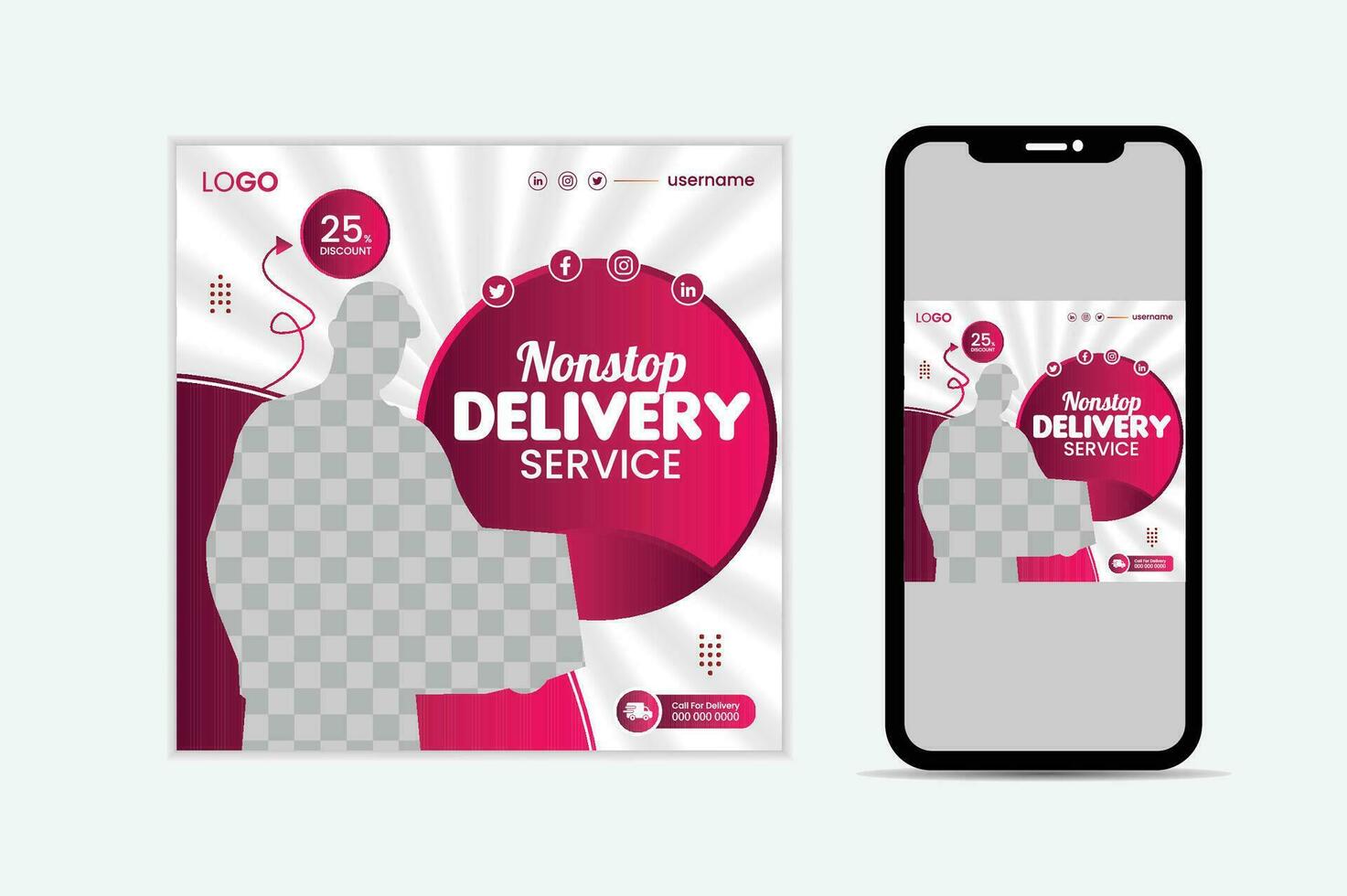 Food Delivery Service Promotion template. Social Media Post. social media post template for food menu promotion banner frame. vector