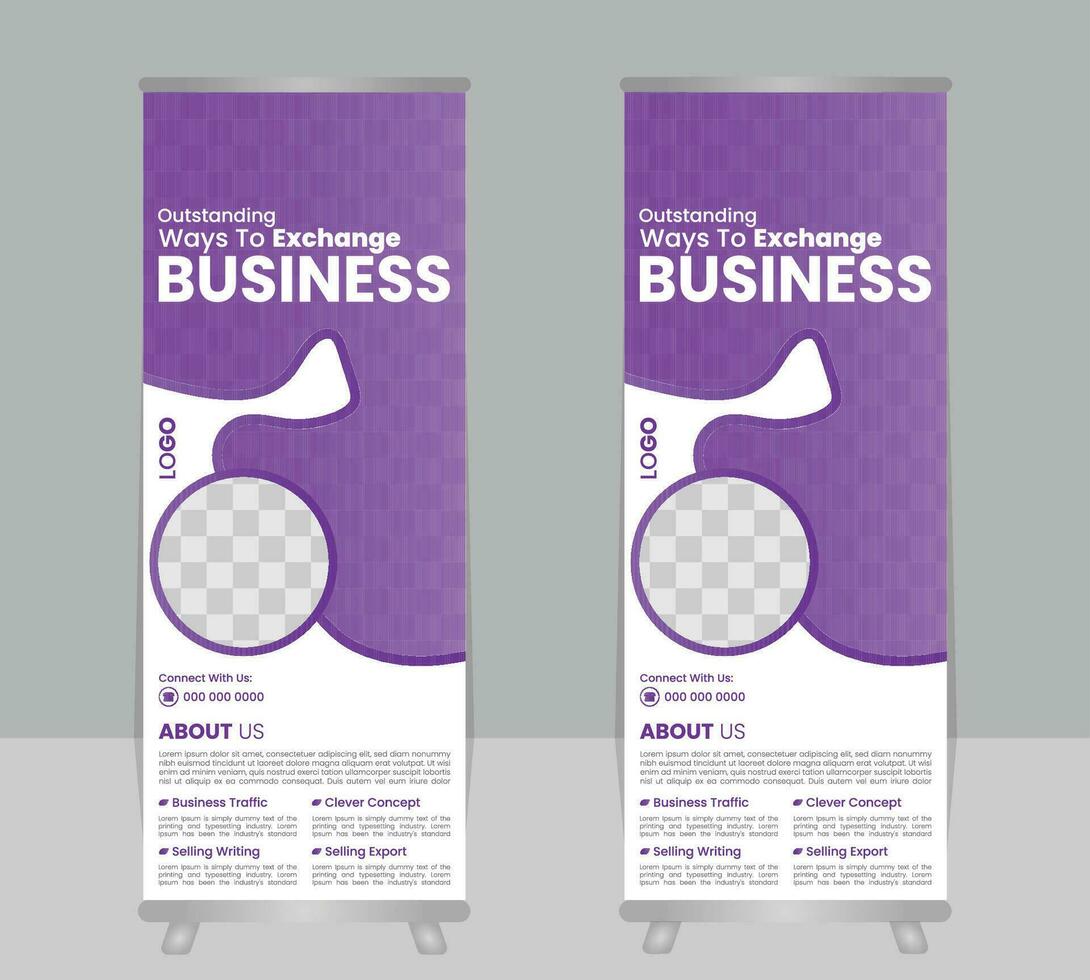 Corporate Business Roll up Banner Design, Multipurpose Roll Up Banner Standee Design, Vector Banner Template, Corporate Identity Print Template Free Vector