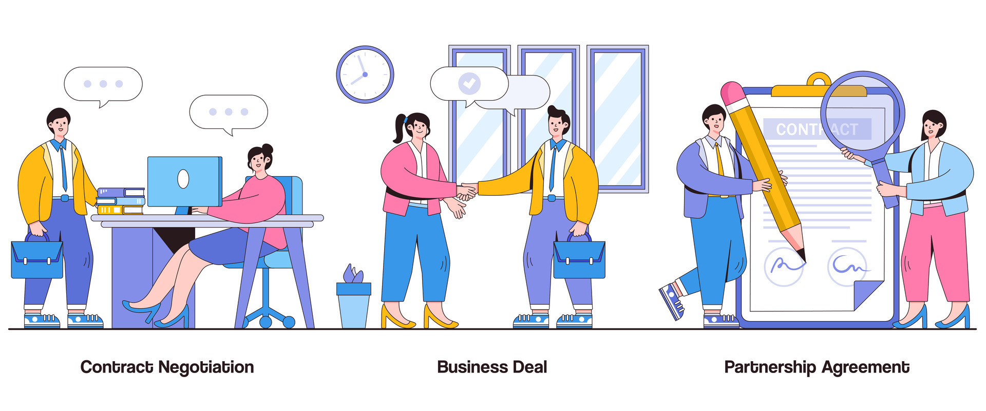 Contract Negotiation, Business Deal, Partnership Agreement Concept with