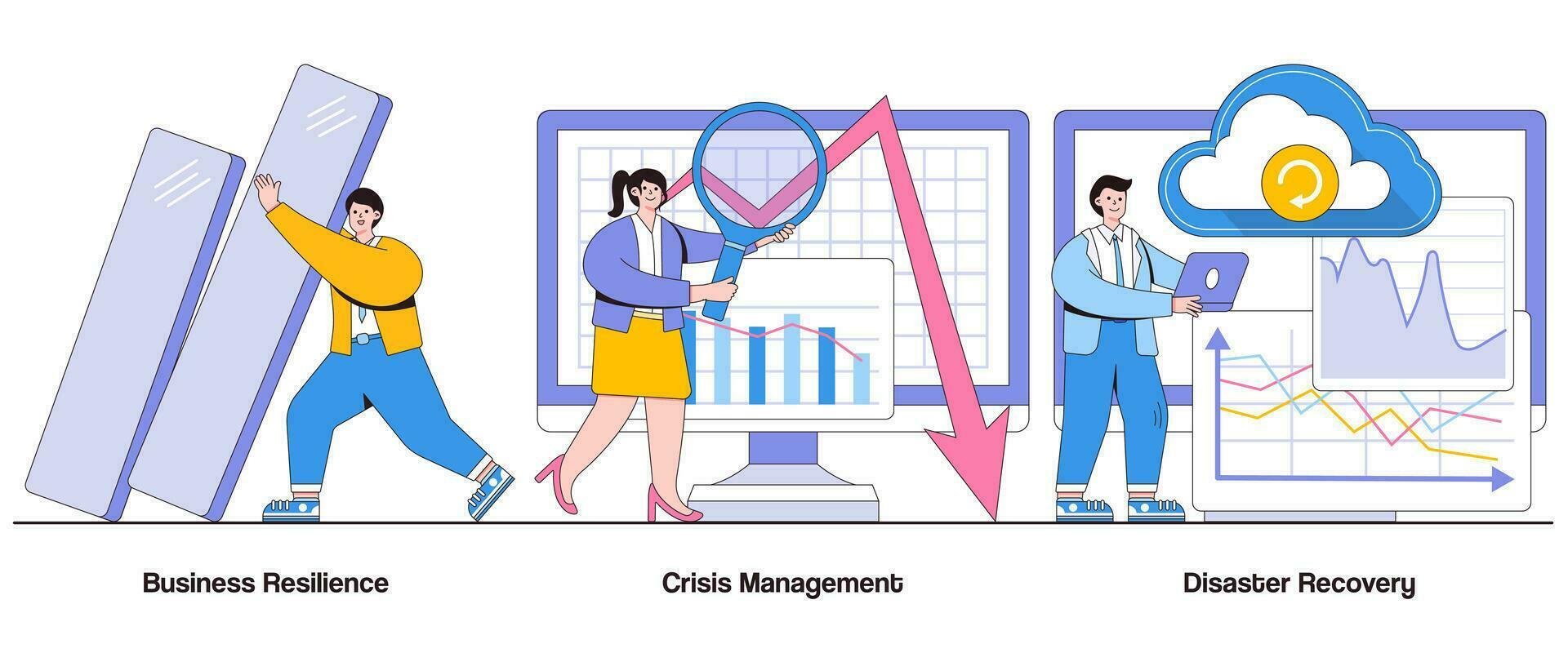 Business Resilience, Crisis Management, Disaster Recovery Concept with Character. Business Continuity Abstract Vector Illustration Set. Risk Mitigation, Adaptability, Operational Stability Metaphor 25410430 Vector Art at Vecteezy