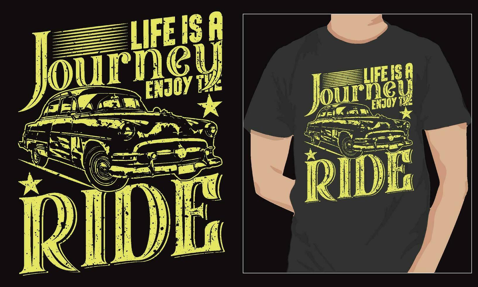 vida es un viaje disfrutar el paseo motivacional t camisa, Clásico coche camiseta vector