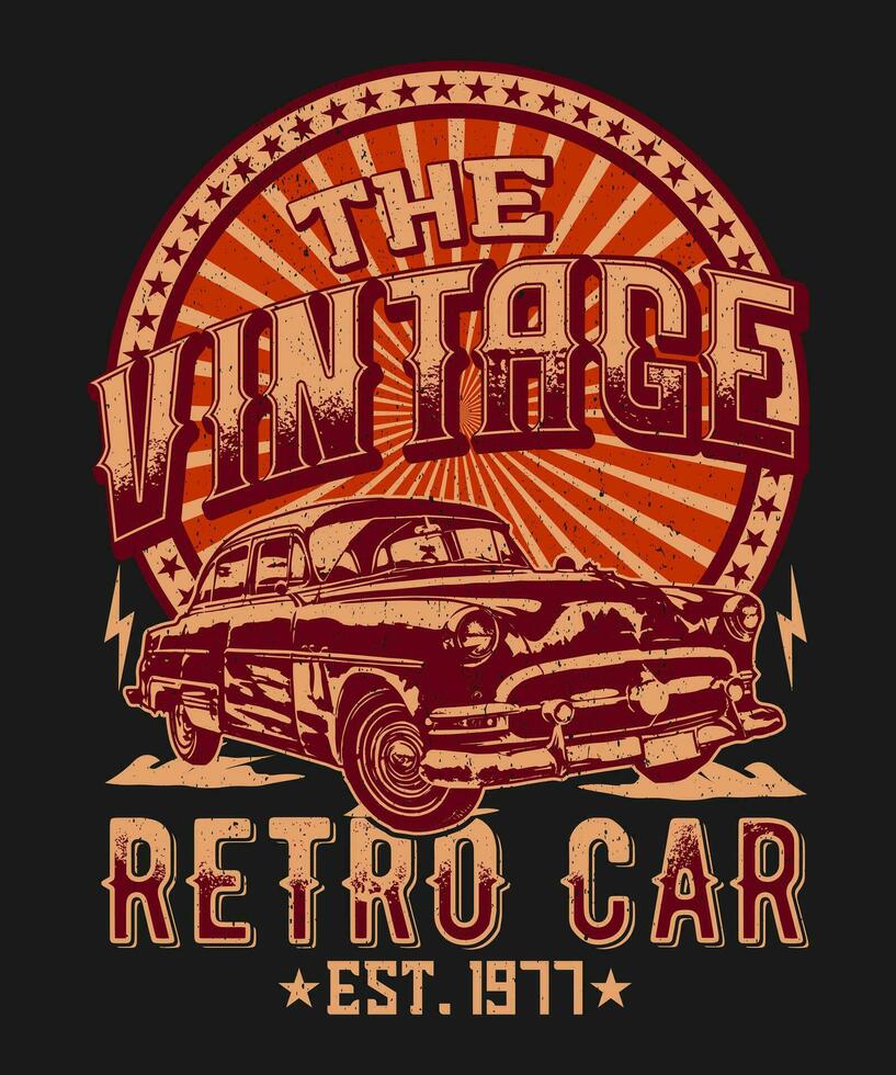 coche Clásico retro vector clásico camiseta diseño