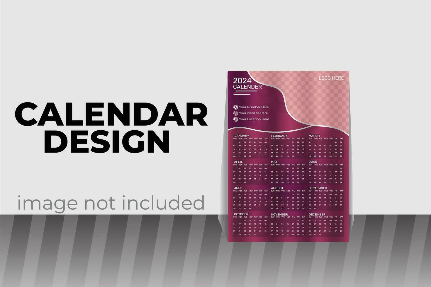nuevo moderno 1 página calendario diseño 2024 vector