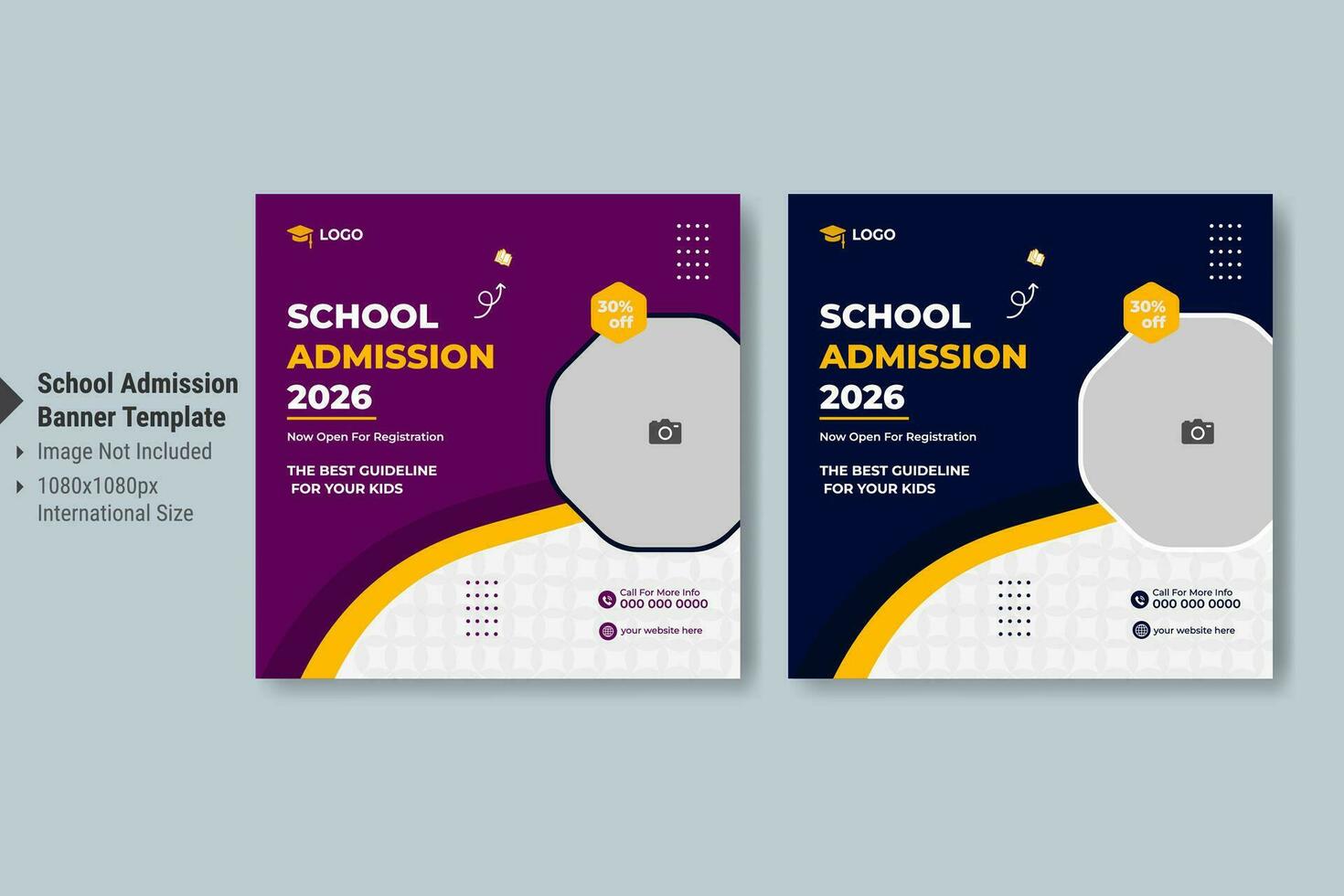 A School Admission Multi Colourful social media and web banner vector