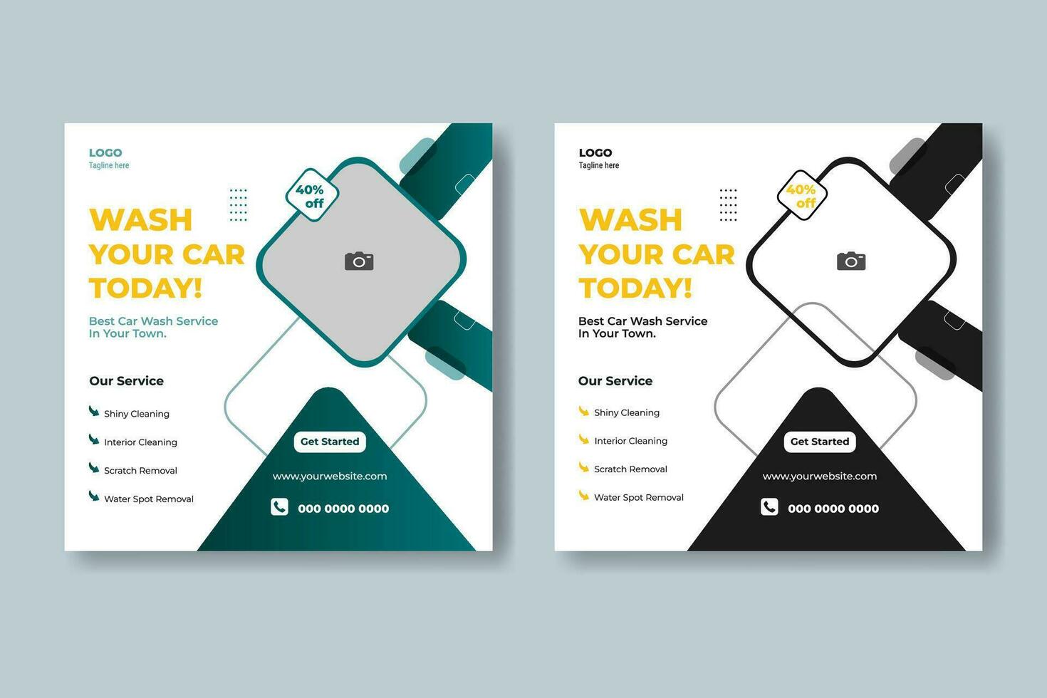 Car Wash And Servicing Banner Template For Social Media vector