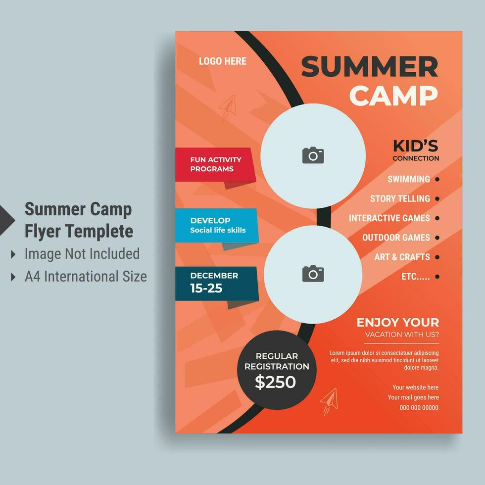 A Flyer for Travel And Summer Camp Agency Business vector