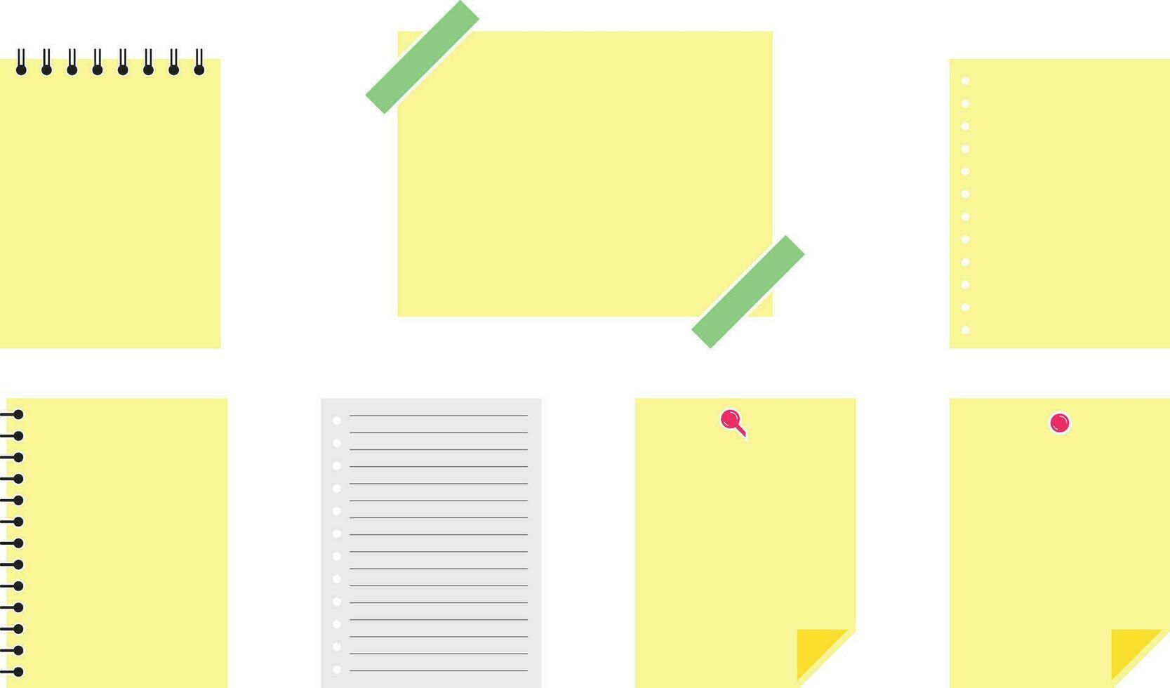 Writing Note Paper Icon Set vector