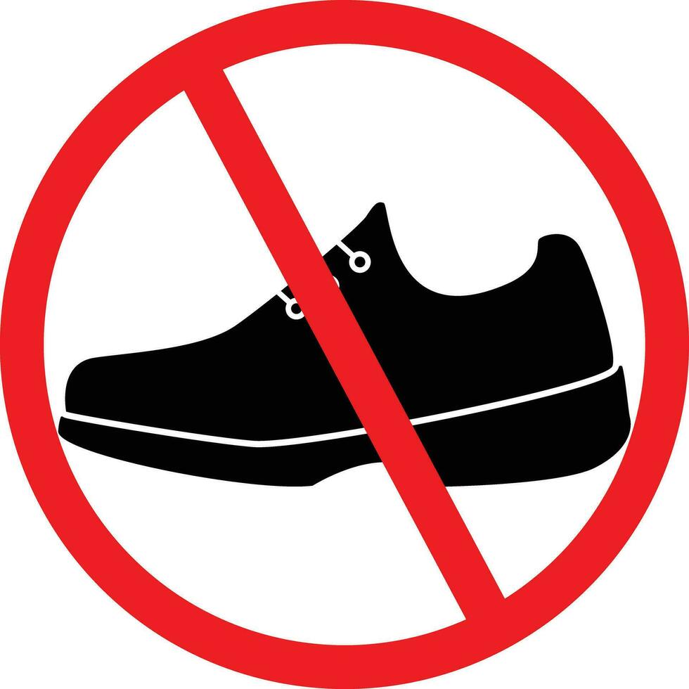 No Shoes Allowed Icon. Prohibition Sign vector