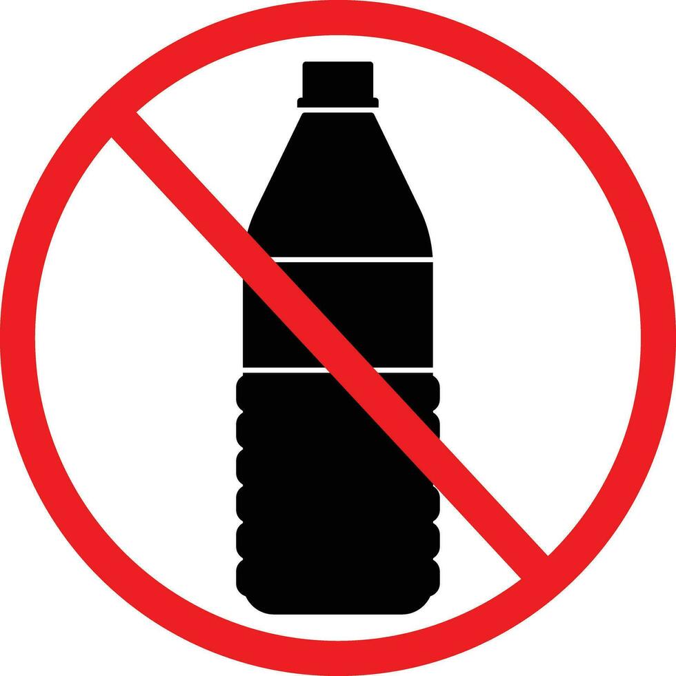No Plastic Bottles Sign. Plastic Free Icon vector