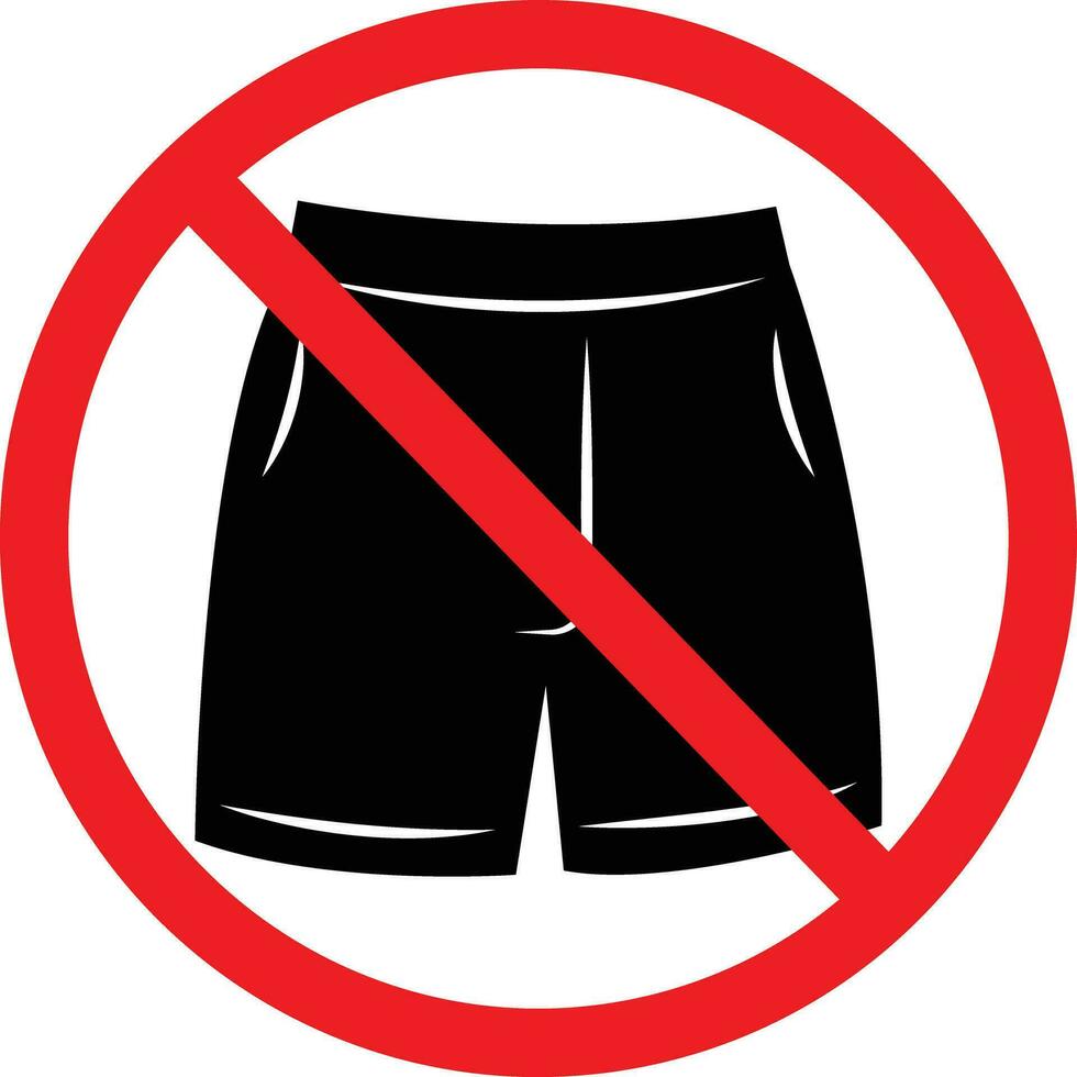 No Short Pants Icon. Prohibition Sign vector