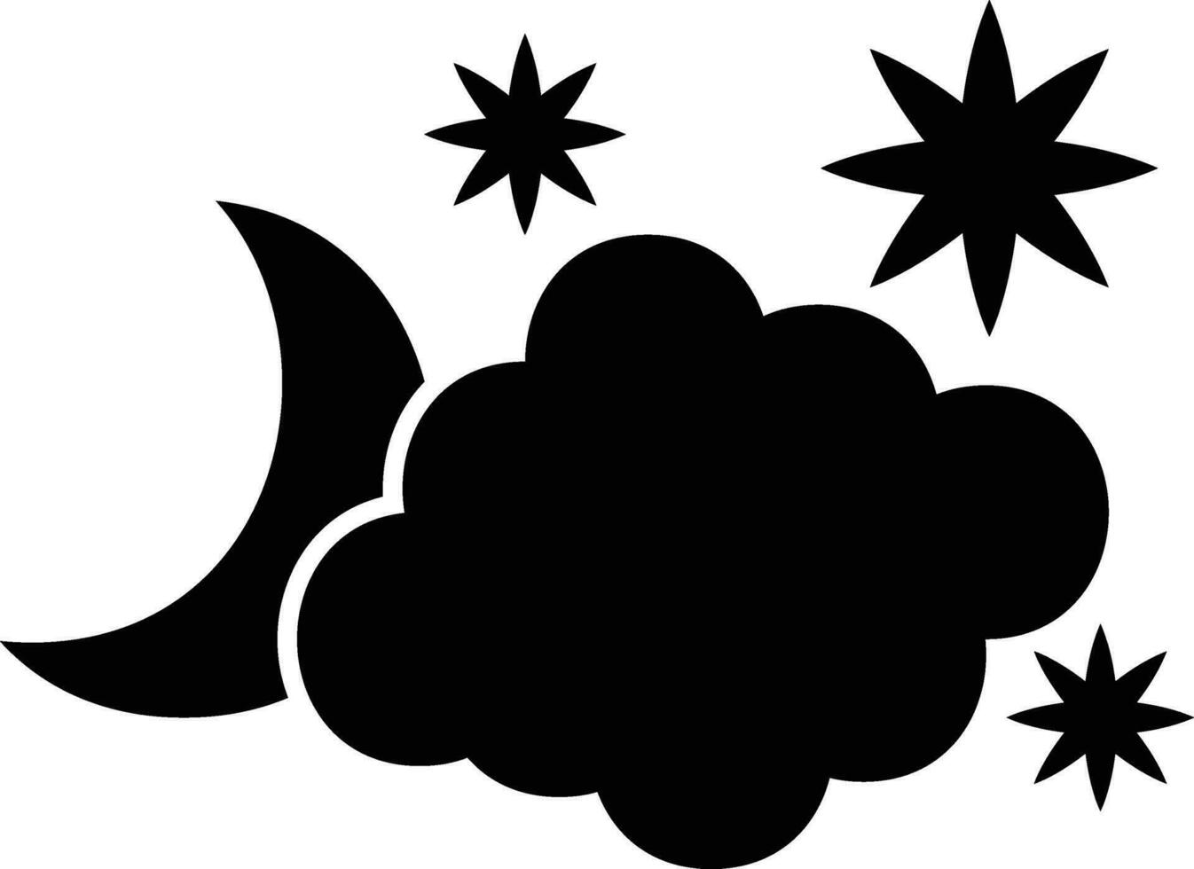 Simple Cartoon Moon, Cloud and Stars Hand Drawn Doodle Icon vector