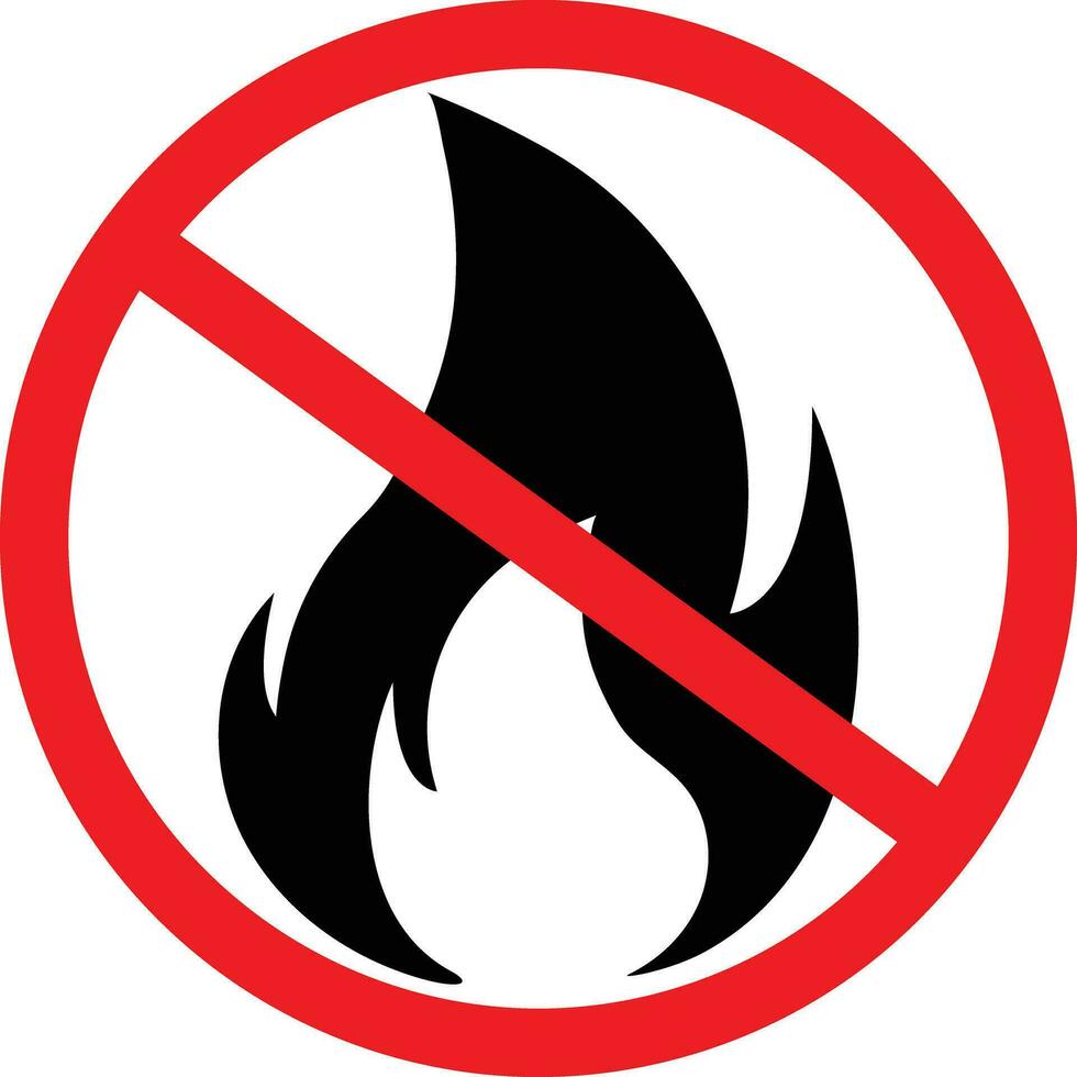 No Fire Flame Icon. Restriction Sign vector