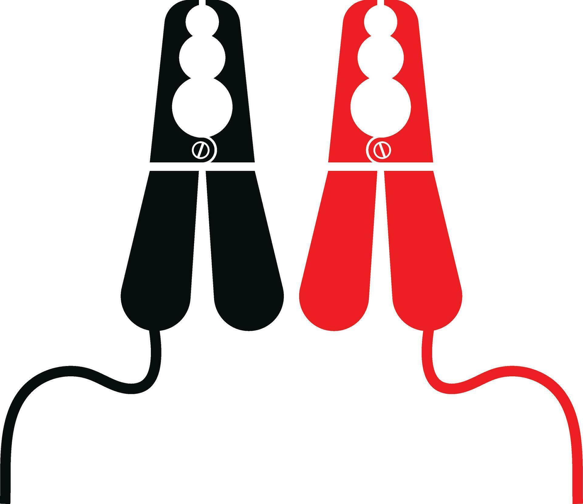 Car Battery Jump Leads. Positive and Negative Jumper Cables Icons
