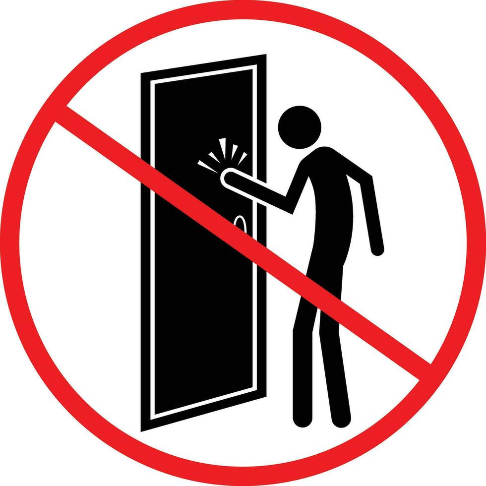 No Knocking on Door Sign. Prohibition Door Knock Icon vector